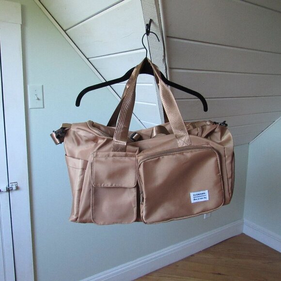 Zuomanni Handbags - Beige Zuomanni Duffle Bag Multiple Pockets Shoe Compartment